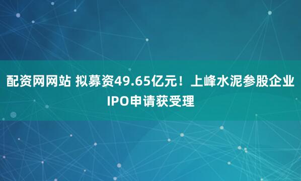 配资网网站 拟募资49.65亿元！上峰水泥参股企业IPO申请获受理
